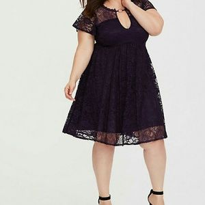 TORRID 3 PURPLE LACE BABYDOLL TRAPEZE DRESS